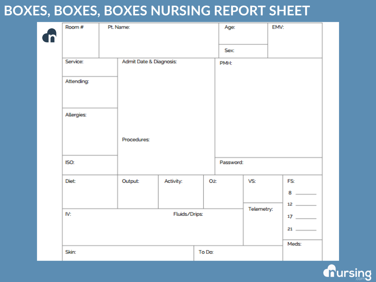 BOX NURSING REPORT SHEET