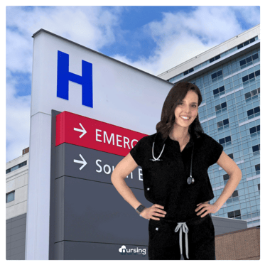 Registered nurse in front of the ER