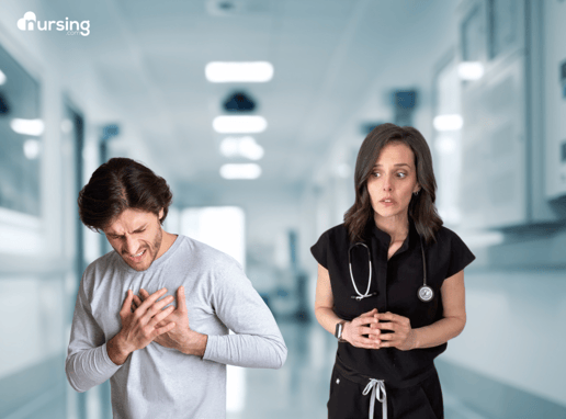 visualization of a nurse noticing angina in a patient