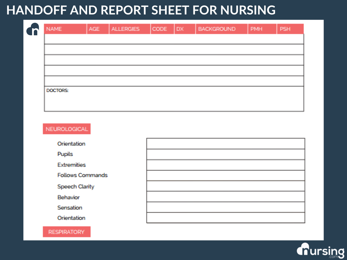 HANDOFF and REPORT SHEET