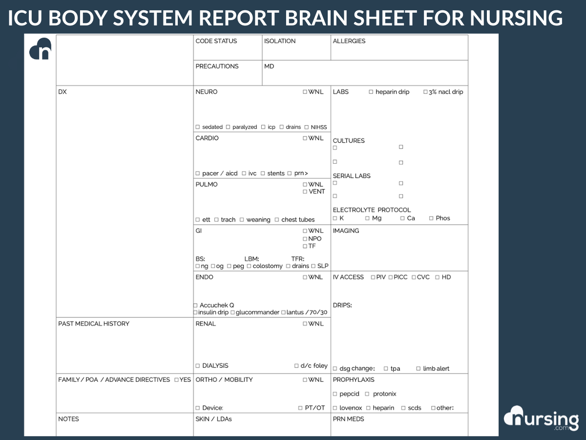 ICU REPORT sheet