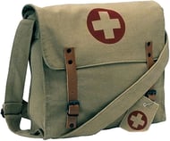 Khaki Vintage Army Red Cross Medic Shoulder Messenger Bag