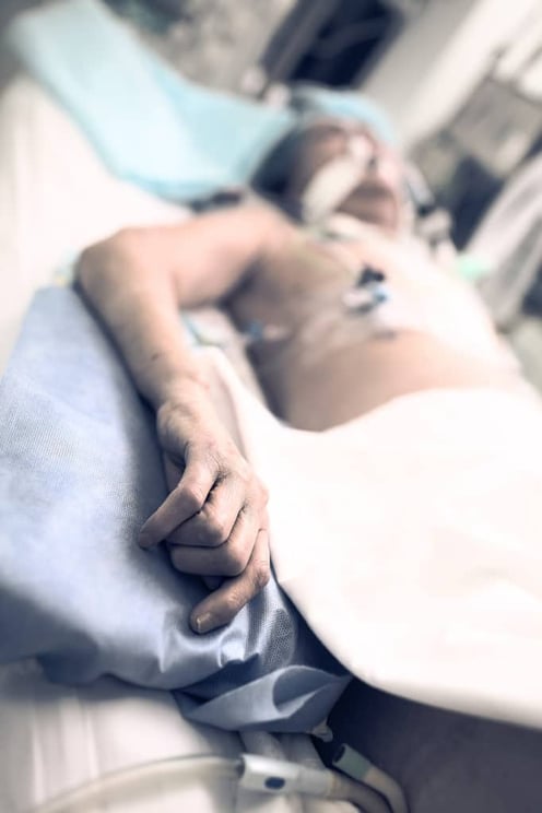 Dying malnourished patient in the hospital ward