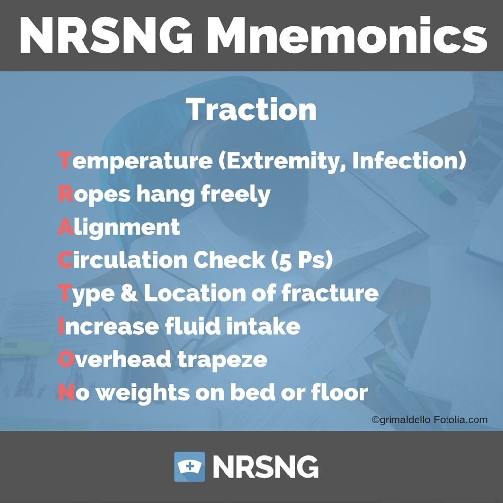 Traction nursing mnemonics