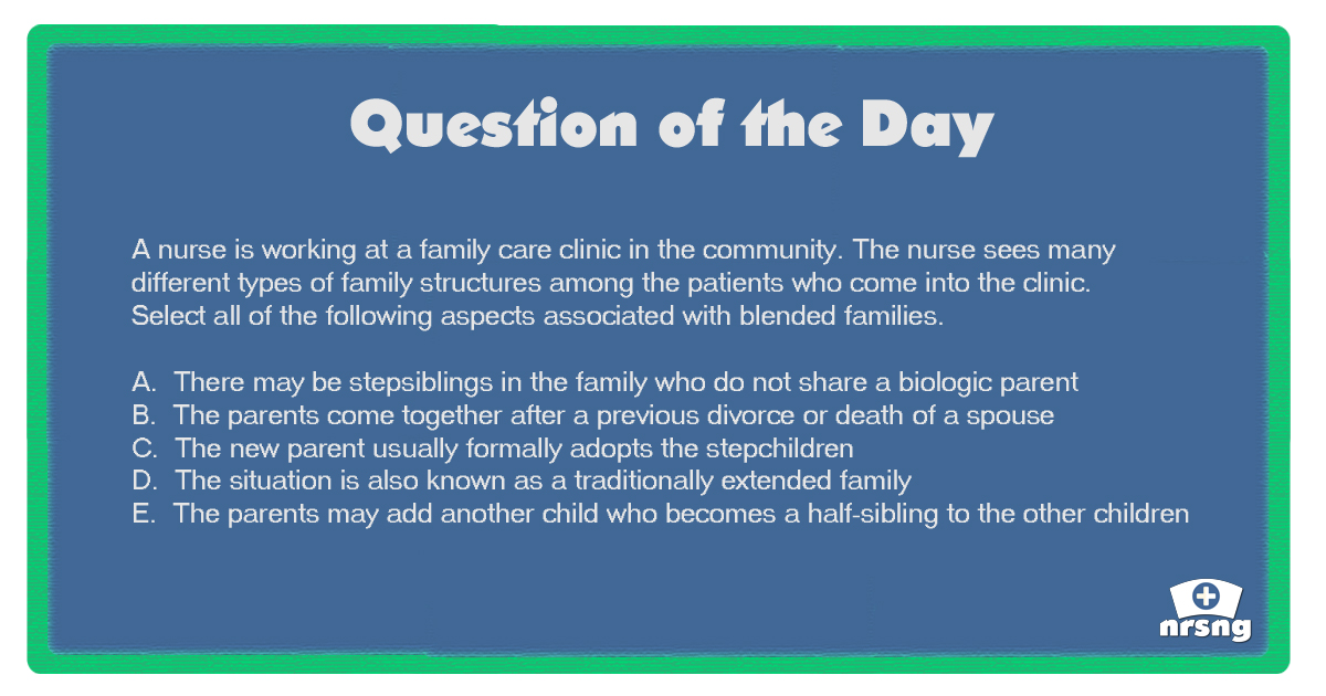 QOD 27 Blended Families (Fundamentals/Health Promotion and Maintenance